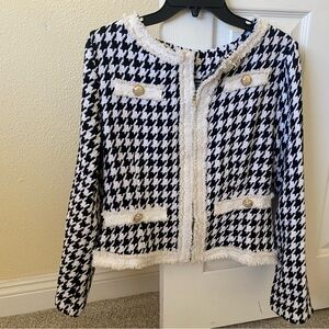 Chic Houndstooth Jacket SZ L EUC